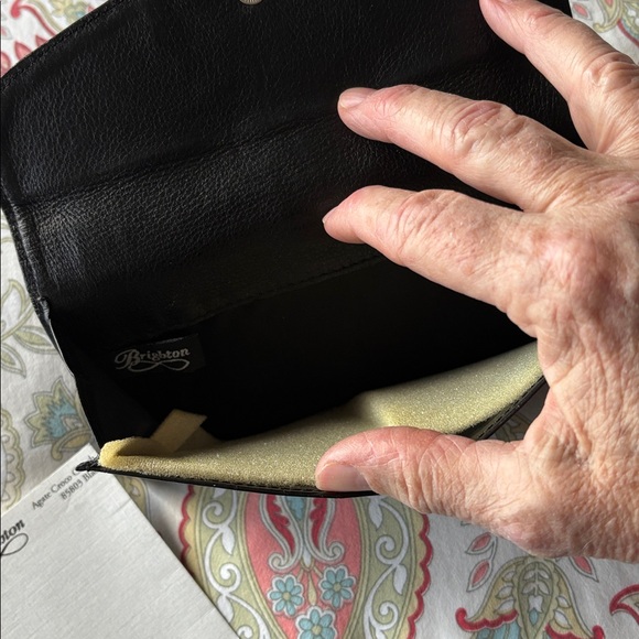 Brighton Black Croc-Embossed Clutch with Gold Accents - Picture 3 of 6